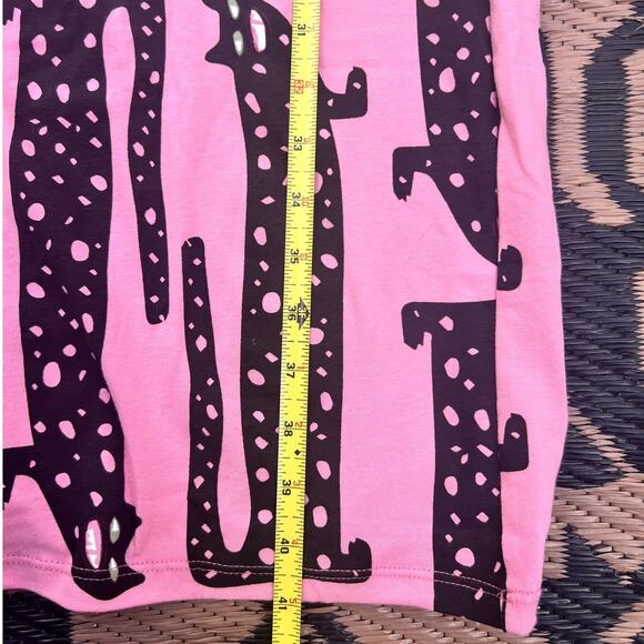 Nooworks | NWOT Psychedelic Cat Print Mock Neck Midi Dress Pink Black Size XS - Picture 6 of 6